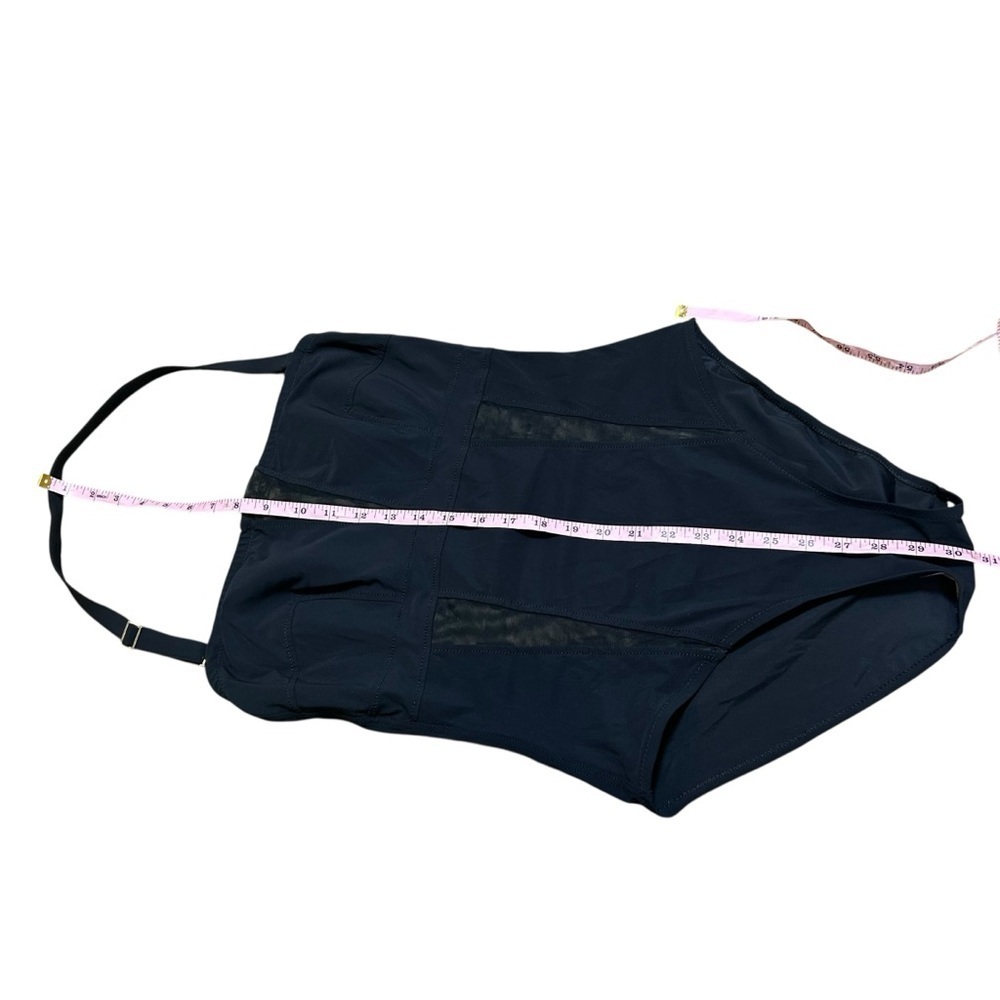 Shan black one piece halter swim suit size 12 nude mesh panels slimming Canada - Picture 8 of 8